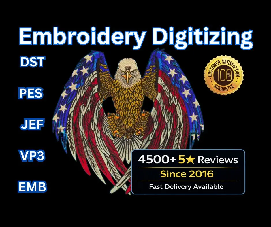 Embroidered patriotic eagle with flag-pattern wings